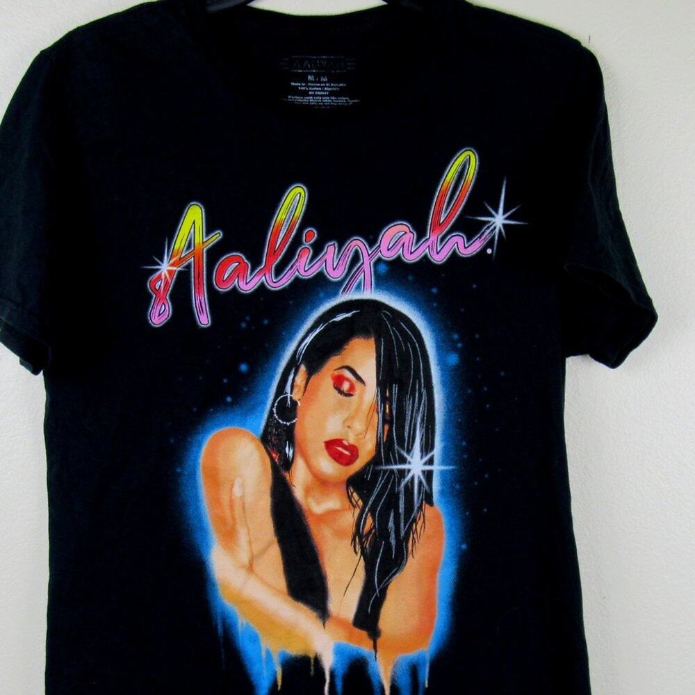Aaliyah T-Shirt Womens Size Medium R&B Singer Pop Black Vibrant